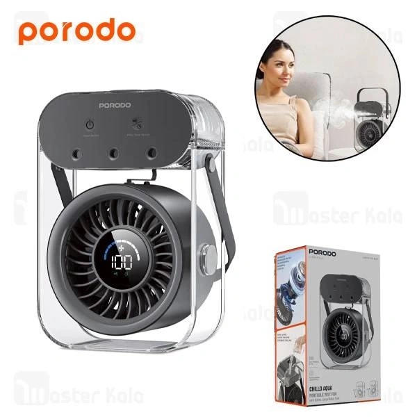پنکه شارژی مه پاش پورودو مدل Porodo Chillo Aqua Portable Mist Fan